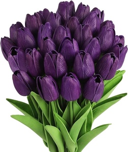 Flores artificiales tallos de tulipán de imitación sensación Real PU tulipanes <span class=keywords><strong>amarillo</strong></span> aspecto Real flores falsas decoración de fiesta a granel - Product Image 4