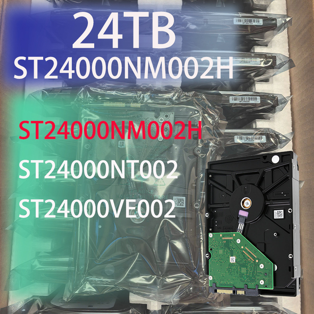 Hard Drive HDD Surveillances ST24000NM002H 24TB 7200RPM 512MB Cache SATA 6Gb/s 3.5Inch Enterprise Data Center Server Sequential