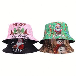 Cross-border Christmas Atmosphere Fisherman <b>Hat</b> European-style Prints Small Brimmed Bucket <b>Hat</b> Sporty Breathable Windproof - Product Image 1