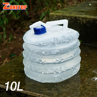 Haute qualité 3L 5L 8L 10L 15L Portable voyage PE plastique pliable pliable pliable bouteille d'eau potable avec robinet