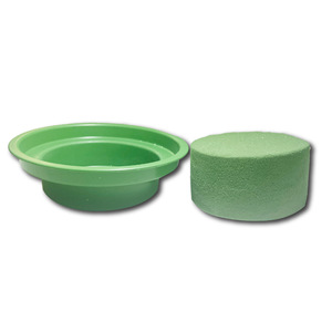 Espuma Floral Cilíndrica de Plástico con Envase en Forma de Cuenco, 10 cm de Diámetro, para Arreglos Florales de Escritorio, Material Absorbente de Agua para Manualidades - Product Image 2
