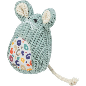 Jouet à la catnip pour chat, motif floral vert tricoté, 11 cm, jouet interactif pour animaux de compagnie - Product Image 3