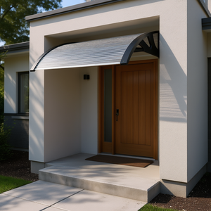 Toldo para Puerta de Aluminio Transparente e Impermeable, Accesorio para Puerta de Entrada, Diseño Contemporáneo - Product Image 2