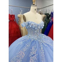 Robes de Quinceañera, Robe de bal, Nouveau design, Robe de soirée longue bleu ciel, coupe épaules dénudées, col cœur, grande taille, pour le bal de promo