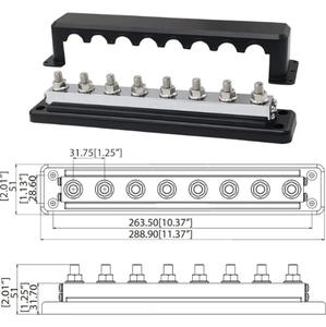 24V 48V đỏ đen thanh xe buýt phân phối điện khối 600A khối thiết bị đầu cuối 8 cách thanh xe buýt M8 đinh tán cho pin biển Ô tô - Product Image 3