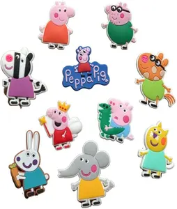 Ayakkabı dekorasyon toka Peppa karikatür yumuşak PVC pembe domuz ayakkabı cazibe aksesuarları toptan anime jibitz