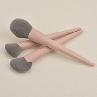 DailyQueen 19pcs Set Kuas Makeup Pink Bulu Nilon Aplikator Kosmetik Wajah Mata Kuas Kipas Pipih Smudge Kuas Sudut