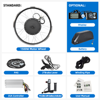 Kit de moteur de moyeu 48V 1000W-5000W avec batterie au lithium incluse, écran LCD, accélérateur à poignée pour conversion de vélo électrique, kit de vélo électrique