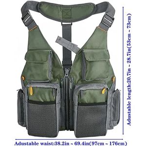 Chalecos de Pesca para Hombre con Espalda de Malla y Correa Ajustable en la Cintura, Porta Cañas de Pescar, Múltiples Bolsillos, Transpirable, Chaleco de Combate para Exteriores - Product Image 2
