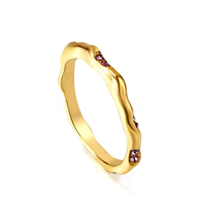 แหวนสแตนเลสสตีลชุบทอง 18K ดีไซน์สวยหรูจาก Ason Loveliness สำหรับผู้หญิง - Product Image 2