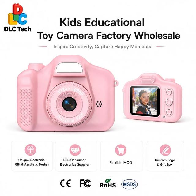 DLC Shenzhen Electronic Factory  Mini Digital Camera 1080P HD Retro Keychain Camera With 1.3" IPS Screen  for Kids Travel Gift