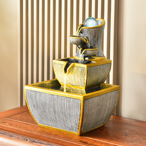 Desktop Water Fountain With <b>Rotating</b> Crystal Ball Lighted Office Decor For <b>Desk</b> Decoration Simple Style Irregular Shape - Product Image 4