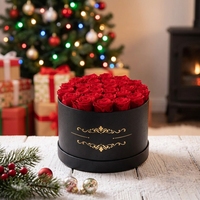 Vente en gros de boîte tactile authentique de 27 roses séchées conservées de luxe éternelle faite à la main fleurs éternelles immortelles pour la Saint-Valentin