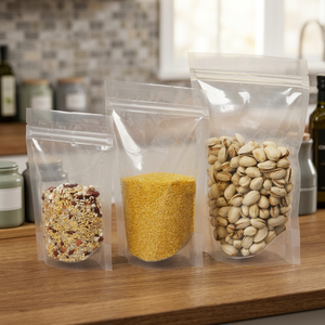 Wholesale Durable Transparent Top Zipper Stand up Pouch in PE Plastic From Vietnam for Food Packaging Sugar Salt Nuts Printing - Product Image 3