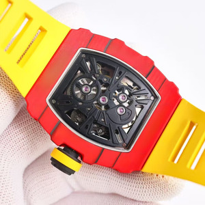 Reloj Mecánico Automático Deportivo para Hombre, Lujoso y Moderno, con Correa de Goma Calada, Tourbillon, Fibra de Carbono Roja, Resistente al Agua - Product Image 3