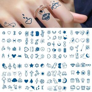 Autocollants de <span class=keywords><strong>tatouage</strong></span> temporaire personnalisés imperméables, motif <span class=keywords><strong>cœur</strong></span> mignon, lettres, jus végétal, écologique, papillon bleu gardénia, longue durée - Product Image 1