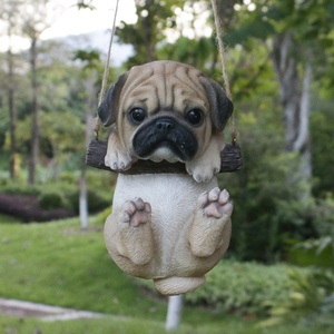 Conception personnalisée mini pendaison bouledogue français en résine chien <span class=keywords><strong>carlin</strong></span>, décor de jardin figurines en <span class=keywords><strong>gros</strong></span> # - Product Image 2