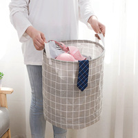 Panier à linge pliable extra-large en tissu imperméable mélangé coton, bac de rangement pour vêtements sales, idéal pour la maison et la chambre