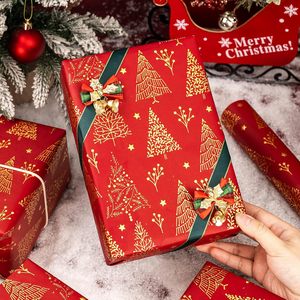 Homeral Christmas Wrapping Paper Roll 17in x 32.8ft Gold Foil Trees Gift <b>Wrap</b> for Holiday Craft Recyclable - Product Image 3