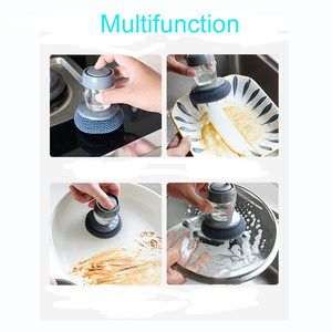 Cepillo para Platos con Dispensador de Jabón, Estropajo de Lana de Acero Antiarañazos para Ollas y Sartenes, Almohadilla de Fregado - Product Image 3