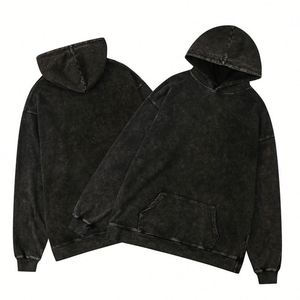 High Quality <b>Men's</b> Hoodies Sweatshirts Spandex/Polyester Fleece Blank Acid Wash Unisex Premium Vintage Distressed Spring Custom - Product Image 5