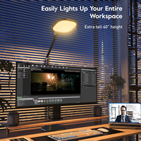 Lampe de bureau LED à intensité variable, lumière pour vidéoconférence, hauteur réglable, lampe de travail pour bureau, poste de travail, bureau à domicile