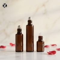 Flacons roll-on 5/10 ml pour parfum et huiles essentielles, flacons en verre ambré rechargeables avec bille en acier et bouchon