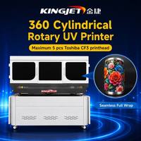 Imprimante UV rotative Kingjet 360 pour formes cylindriques coniques, 600*900 dpi, machine d'impression par rotation à 6 passes pour métal, verre, bouteilles et canettes