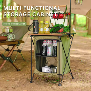 Armoire <span class=keywords><strong>de</strong></span> <span class=keywords><strong>rangement</strong></span> pliable pour le <span class=keywords><strong>camping</strong></span> en plein air, armoire <span class=keywords><strong>de</strong></span> bureau multifonctionnelle portable en alliage d'aluminium à double usage - Product Image 4