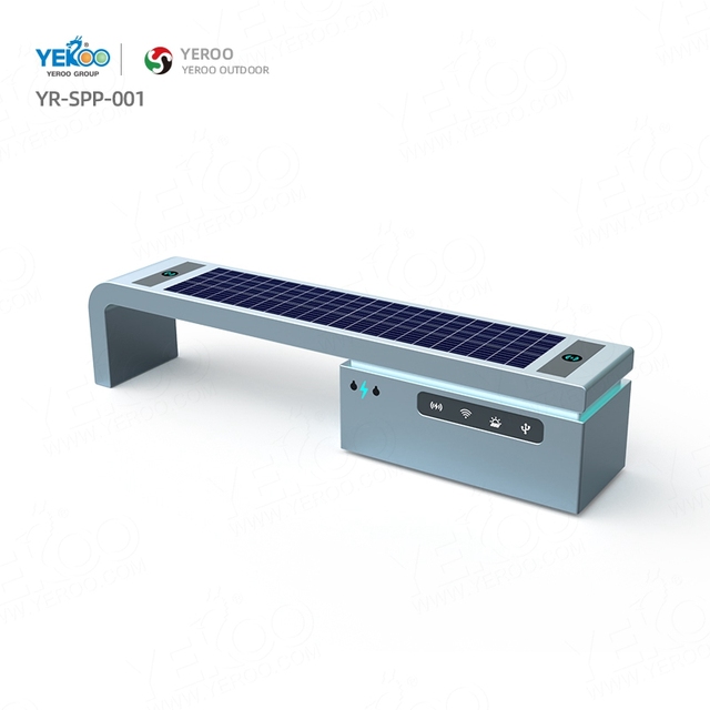 Park Mobile Phone Wireless Charging Outdoor Steel Solar Bench