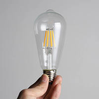 Bombilla LED Multicolor de Doble Capa con Forma Retro, Cuerpo de Vidrio, Base E27, Alimentación por CA, Interruptor de Atenuación, Certificación CE, CRI 80, 200, para Uso en Hoteles, LR-ST64