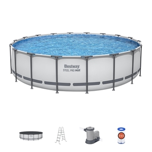 <span class=keywords><strong>Bestway</strong></span> 56462 18 Pies x 48 Pulgadas Piscinas Redondas Elevadas de Acero Easy Set Steel Pro MAX para Exteriores - Conjunto de Piscina con Marco - Product Image 1