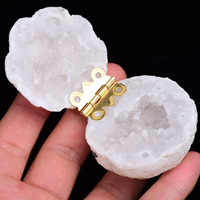 Boîte à bague en géode de cristal naturel marocain en gros, cristal de quartz clair pour la guérison, pour bijoux