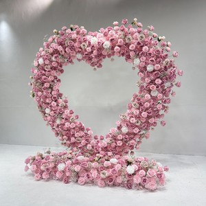 Scaffale in Ferro a Forma di Cuore con Fiori Artificiali - Design Romantico Moderno Cinese per <span class=keywords><strong>Sfondo</strong></span> Matrimoniale, Palcoscenico, Proposte di Matrimonio ed Eventi - Product Image 3