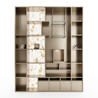 Étagère modulaire en acier inoxydable, panneau géométrique rétroéclairé, étagère en verre, unité de rangement pour boutique de détail, salle d'exposition, décoration murale
