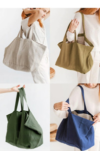 Tùy Chỉnh Thêm Lớn Linen Bãi Biển Túi <span class=keywords><strong>Tote</strong></span> Với Logo Quá Khổ Dài Xử Lý & Lót Của Phụ Nữ Vai Túi Cho Hàng Tạp Hóa Mua Sắm - Product Image 6