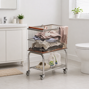 Cesto <span class=keywords><strong>portabiancheria</strong></span> per <span class=keywords><strong>bagno</strong></span> e lavanderia, cesto <span class=keywords><strong>portabiancheria</strong></span> portatile con ruote, contenitore rimovibile - Product Image 1