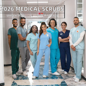 Women's Light Blue V-Neck <b>Scrub</b> <b>Set</b> With Wide Leg Pants Hospital Uniform Workwear - Product Image 2