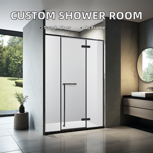 Cabine <span class=keywords><strong>de</strong></span> <span class=keywords><strong>douche</strong></span> en verre trempé sans cadre <span class=keywords><strong>de</strong></span> style moderne sur mesure, avec porte coulissante <span class=keywords><strong>à</strong></span> charnières, pour hôtels, salles <span class=keywords><strong>de</strong></span> bain carrées - Product Image 3