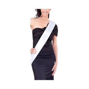 Écharpe de cérémonie en satin blanc vierge pour concours de beauté, occasions spéciales (Noël, anniversaires, remises de diplômes), cadeaux, personnalisable avec logo DIY - Product Image 1