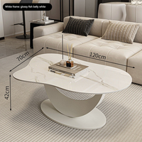 Ensemble de tables basses Stone Moon, style moderne minimaliste de luxe léger, salon, petit appartement, table à thé ovale créative de style nordique