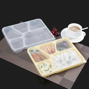 1000ml Einweg-Fast-Food-Box für das Mittagessen Kunststoff quadrat mit fünf Gittern