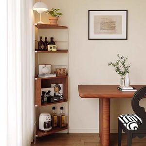 Cổ điển rắn gỗ góc Kệ thép không gỉ hiển thị tủ đa chức năng phòng khách phòng ngủ kệ sách Kệ CD - Product Image 2