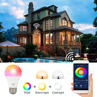 Ampoule LED intelligente RGBW E27 E26 B22 avec contrôle de la luminosité RGB, application Surplife Tuya, Wifi, BT, compatible avec Alexa et Google