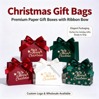Boîtes cadeaux et sacs d'emballage en satin avec estampage à chaud pour Noël, idéaux pour les fêtes, les expositions et les bonbons.