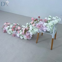 Rangkaian Bunga Artificial Pink Putih Mawar untuk Dekorasi Meja Pernikahan, Latar Belakang, Grosir