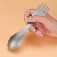 Cuillère-fourchette-couteau 3-en-1 en titane pour le camping, écologique, résistant à la rouille, durable, ultraléger, portable, ensemble de vaisselle de pique-nique