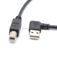 Uspam 2.0 konektor siku ke ujung lurus colokan jantan USB. Cocok untuk kabel koneksi Printer. 1.5M hitam