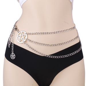 โซ่คาดเอวรูปดาวห้าแฉกสไตล์เรโทร หลายชั้น ทำจากโลหะผสมสังกะสี สำหรับงานปาร์ตี้ เครื่องประดับแฟชั่น - Product Image 2