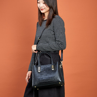 Sac fourre-tout en cuir véritable, personnalisé, motif alligator, fermeture éclair durable, imperméable, de qualité supérieure, pour femmes, fabrication OEM
